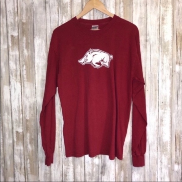 NCAA Tops - Arkansas Razorbacks Long Sleeve Tee Women’s Large Red NCAA Shirt Cotton Game Day
